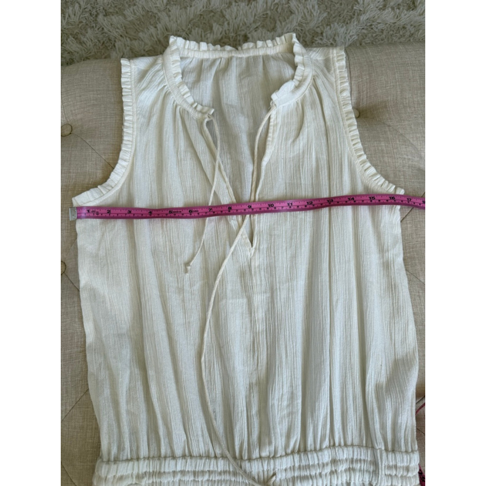 Women's Cream Sleeveless Boho Mini Dress S - Picture 5 of 8